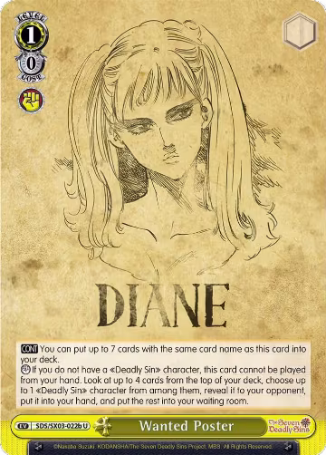 Wanted Poster (B) (SDS/SX03-022b U), The Seven Deadly Sins — Weiß Schwarz card price