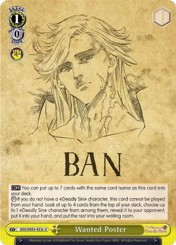 Wanted Poster (C) (SDS/SX03-022c U), The Seven Deadly Sins — Weiß Schwarz card price