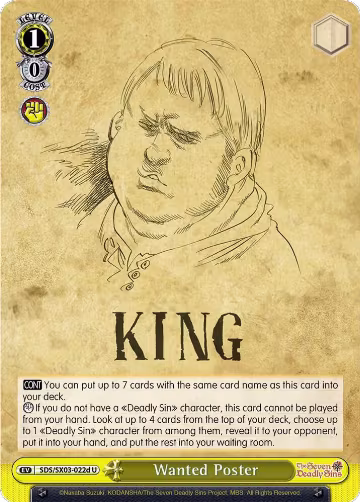 Wanted Poster (D) (SDS/SX03-022d U), The Seven Deadly Sins — Weiß Schwarz card price