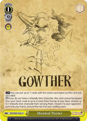 Wanted Poster (E) (SDS/SX03-022e U), The Seven Deadly Sins — Weiß Schwarz card price