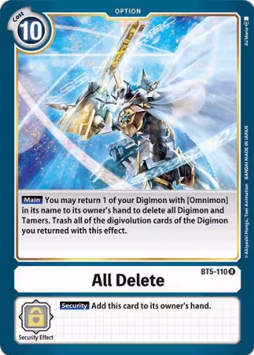 All Delete (BT5-110 R), Battle of Omni — Digimon card price