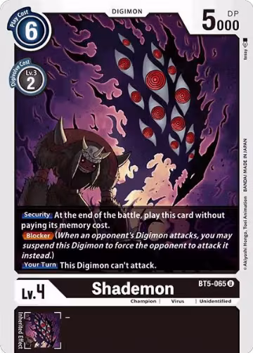 Shademon (BT5-065 U), Battle of Omni — Digimon card price