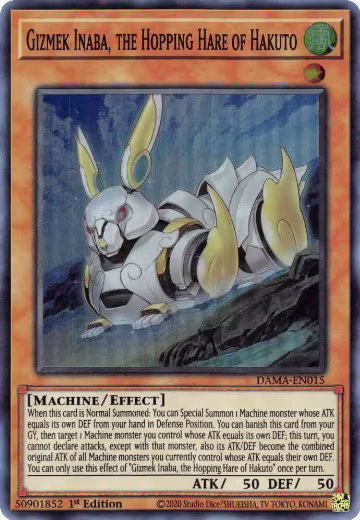 Gizmek Inaba, the Hopping Hare of Hakuto (DAMA-EN015), Dawn of Majesty — Yu-Gi-Oh! card price