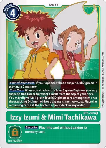 Izzy Izumi & Mimi Tachikawa (BT5-089 R), Battle of Omni — Digimon card price