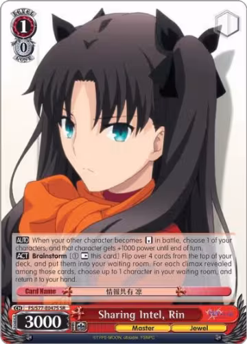 Sharing Intel, Rin (SR) (FS/S77-E047S SR), Fate/stay night [Heaven's Feel] Vol.2 — Weiß Schwarz card price