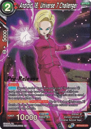 Android 18, Universe 7 Challenger (BT14-013), Cross Spirits Pre-Release Cards — DB Super card price