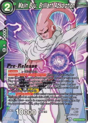 Majin Buu, Brilliant Absorption (BT14-079), Cross Spirits Pre-Release Cards — DB Super card price