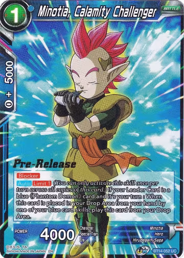 Minotia, Calamity Challenger (BT14-052), Cross Spirits Pre-Release Cards — DB Super card price