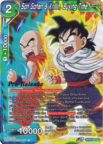 Son Gohan & Krillin, Buying Time (BT14-148), Cross Spirits Pre-Release Cards — DB Super card price