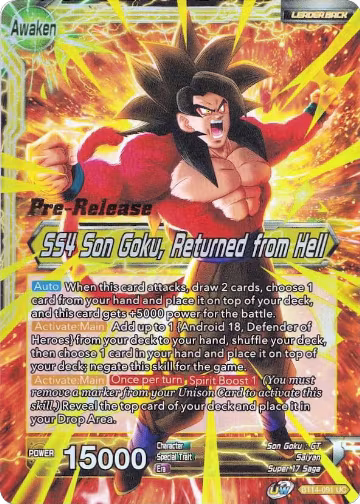 Son Goku // SS4 Son Goku, Returned from Hell (BT14-091), Cross Spirits Pre-Release Cards — DB Super card price