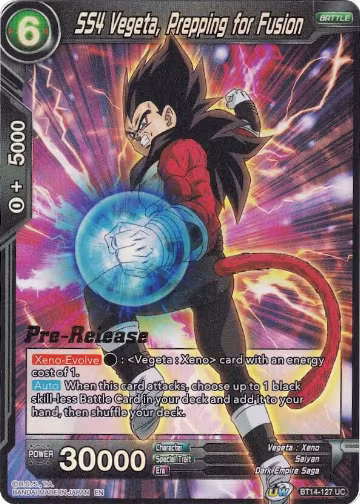 SS4 Vegeta, Prepping for Fusion (BT14-127), Cross Spirits Pre-Release Cards — DB Super card price