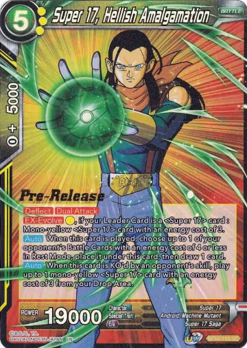 Super 17, Hellish Amalgamation (BT14-113), Cross Spirits Pre-Release Cards — DB Super card price