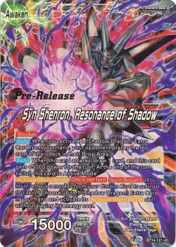 Syn Shenron // Syn Shenron, Resonance of Shadow (BT14-121), Cross Spirits Pre-Release Cards — DB Super card price