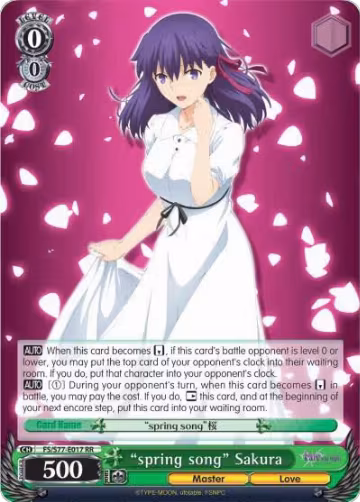 "spring song" Sakura (FS/S77-E017 RR), Fate/stay night [Heaven's Feel] Vol.2 — Weiß Schwarz card price