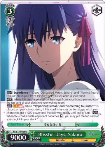 Blissful Days, Sakura (FS/S77-E023 R), Fate/stay night [Heaven's Feel] Vol.2 — Weiß Schwarz card price
