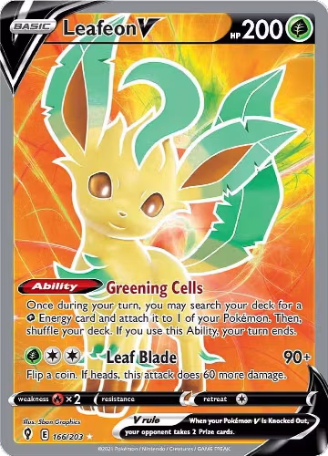 Leafeon V (Full Art) (166/203), Evolving Skies — Pokémon card price