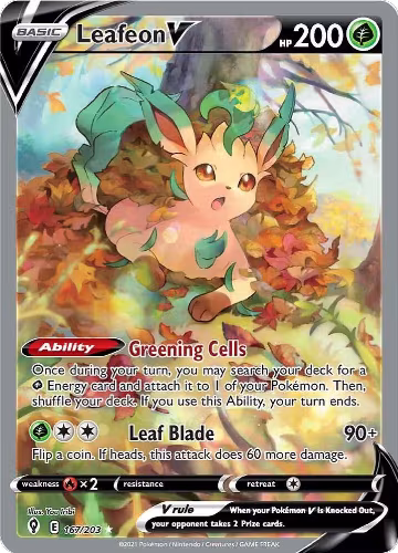 Leafeon V (Alternate Full Art) (167/203), Evolving Skies — Pokémon card price
