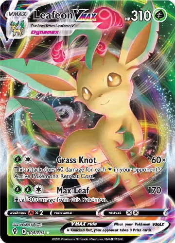 Leafeon VMAX (008/203), Evolving Skies — Pokémon card price