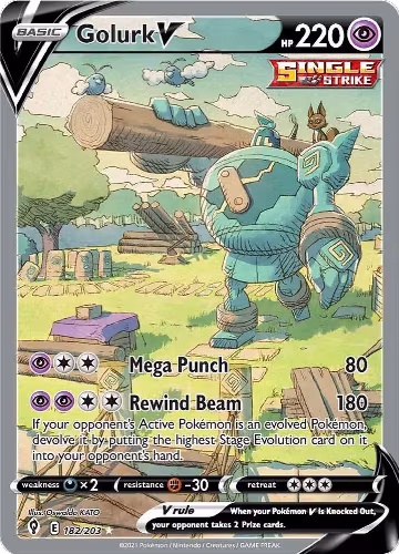 Golurk V (Alternate Full Art) (182/203), Evolving Skies — Pokémon card price
