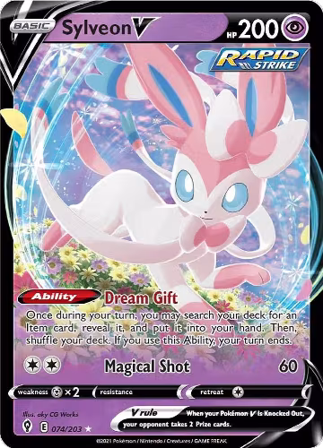 Sylveon V (074/203), Evolving Skies — Pokémon card price