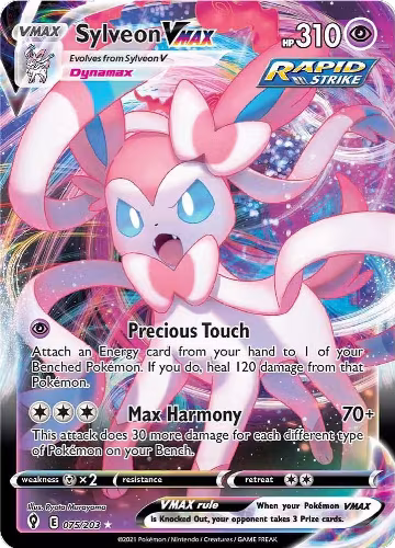 Sylveon VMAX (075/203), Evolving Skies — Pokémon card price