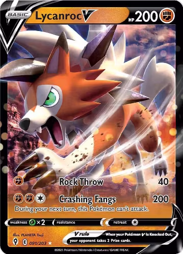 Lycanroc V (091/203), Evolving Skies — Pokémon card price
