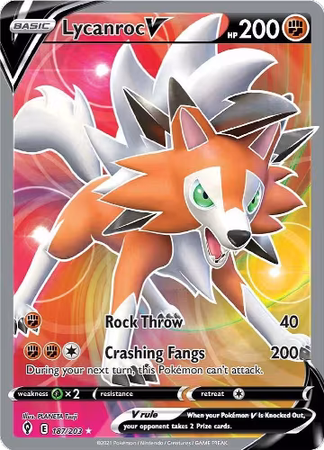 Lycanroc V (Full Art) (187/203), Evolving Skies — Pokémon card price