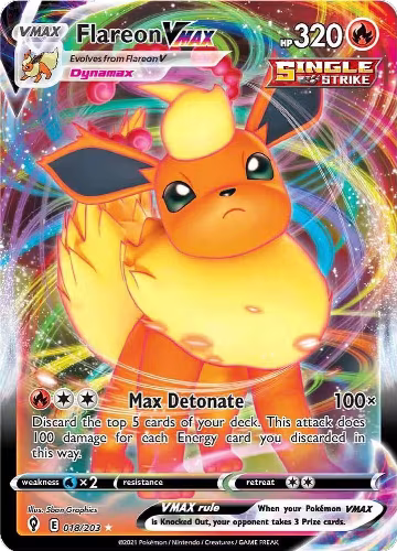 Flareon VMAX (018/203), Evolving Skies — Pokémon card price