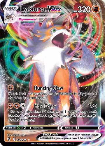 Lycanroc VMAX (092/203), Evolving Skies — Pokémon card price