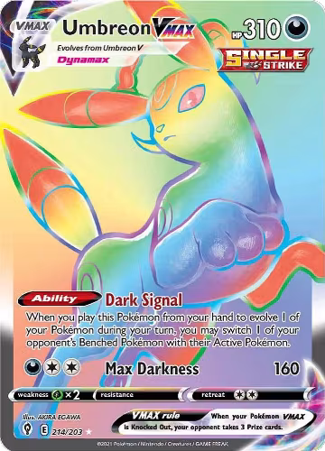 Umbreon VMAX (Secret) (214/203), Evolving Skies — Pokémon card price