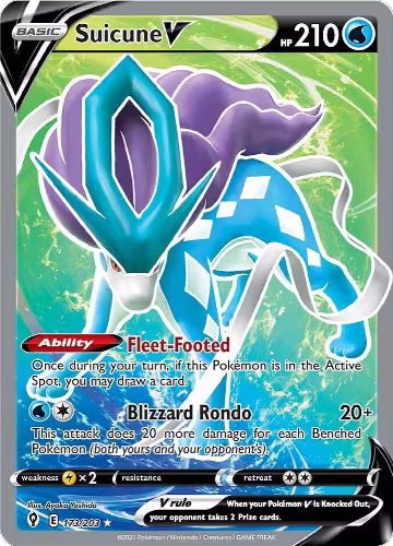 Suicune V (Full Art) (173/203), Evolving Skies — Pokémon card price