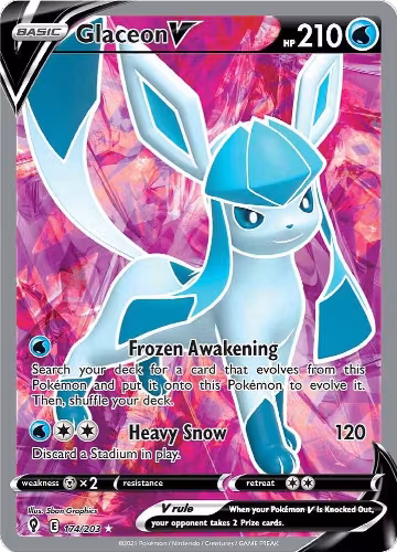 Glaceon V (Full Art) (174/203), Evolving Skies — Pokémon card price