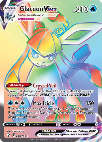 Glaceon VMAX (Secret) (208/203), Evolving Skies — Pokémon card price