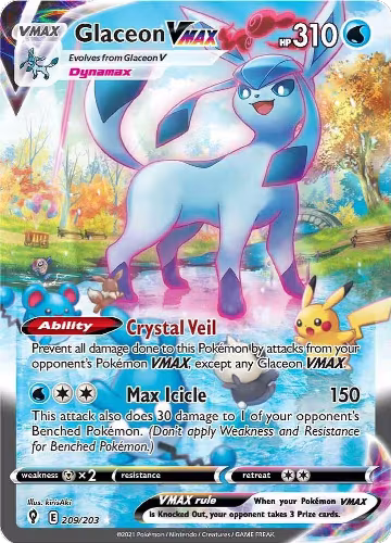 Glaceon VMAX (Alternate Art Secret) (209/203), Evolving Skies — Pokémon card price