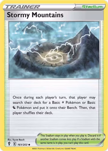Stormy Mountains (161/203), Evolving Skies — Pokémon card price