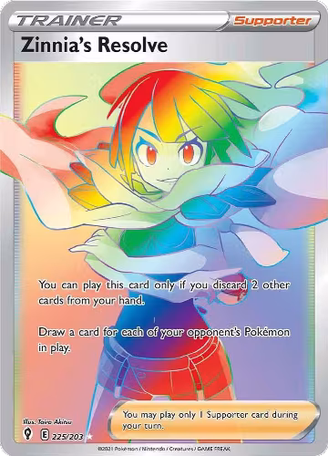 Zinnia's Resolve (Secret) (225/203), Evolving Skies — Pokémon card price