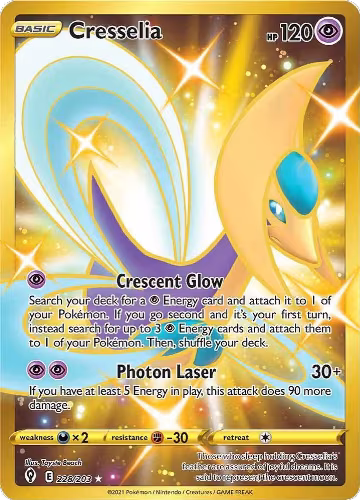 Cresselia (Secret) (228/203), Evolving Skies — Pokémon card price