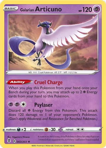 Galarian Articuno (063/203), Evolving Skies — Pokémon card price
