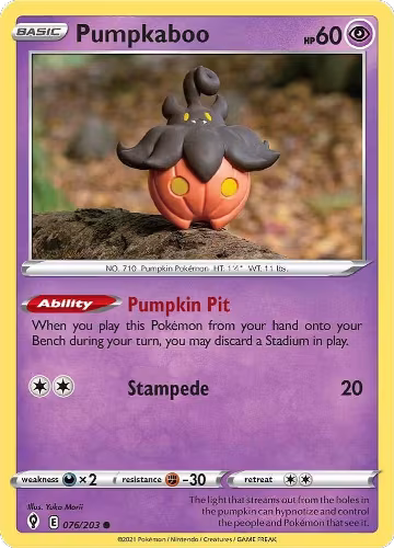 Pumpkaboo (076/203), Evolving Skies — Pokémon card price