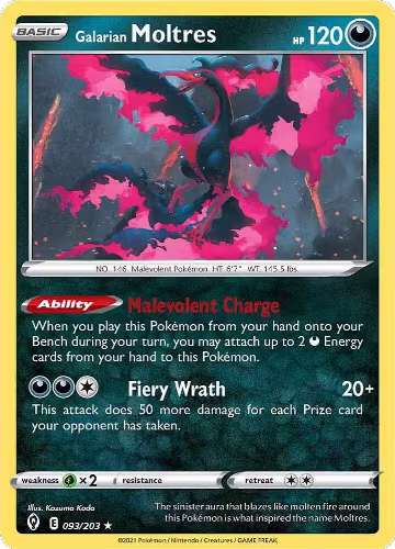 Galarian Moltres (093/203), Evolving Skies — Pokémon card price