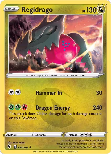 Regidrago (124/203), Evolving Skies — Pokémon card price