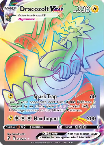 Dracozolt VMAX (Secret) (210/203), Evolving Skies — Pokémon card price