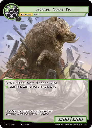 Agrade, Giant Pig (TST-034), The Seventh — Force of Will card price