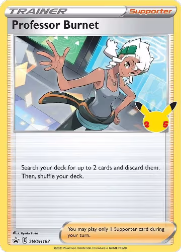 Professor Burnet - SWSH167 (25th Anniversary Stamp) (SWSH167), Sword & Shield Promo Cards — Pokémon card price