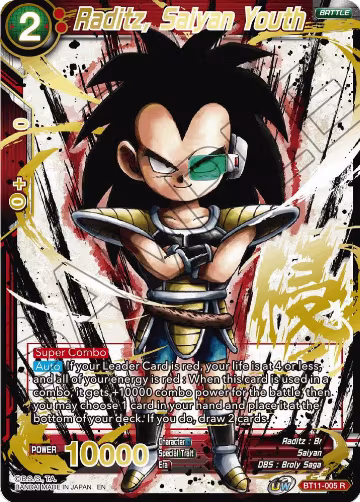 Raditz, Saiyan Youth (Alternate Art) (BT11-005), Special Anniversary Set 2021 — DB Super card price