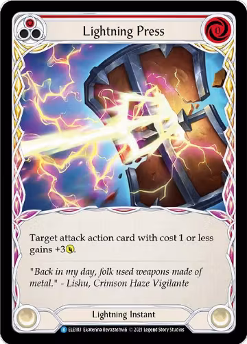 Lightning Press (Red) (ELE183), Tales of Aria — Flesh & Blood card price
