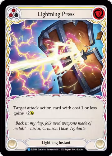 Lightning Press (Yellow) (ELE184), Tales of Aria — Flesh & Blood card price