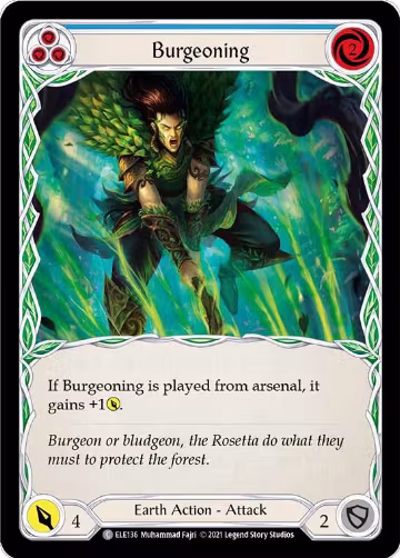 Burgeoning (Blue) (ELE136), Tales of Aria — Flesh & Blood card price