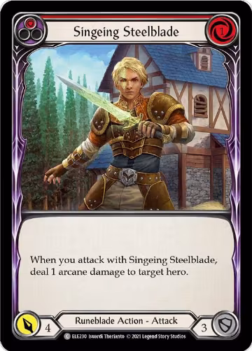 Singeing Steelblade (Red) (ELE230), Tales of Aria — Flesh & Blood card price