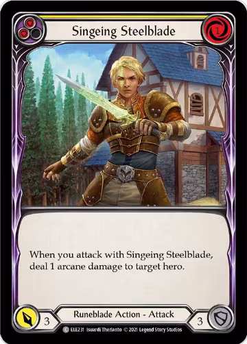 Singeing Steelblade (Yellow) (ELE231), Tales of Aria — Flesh & Blood card price